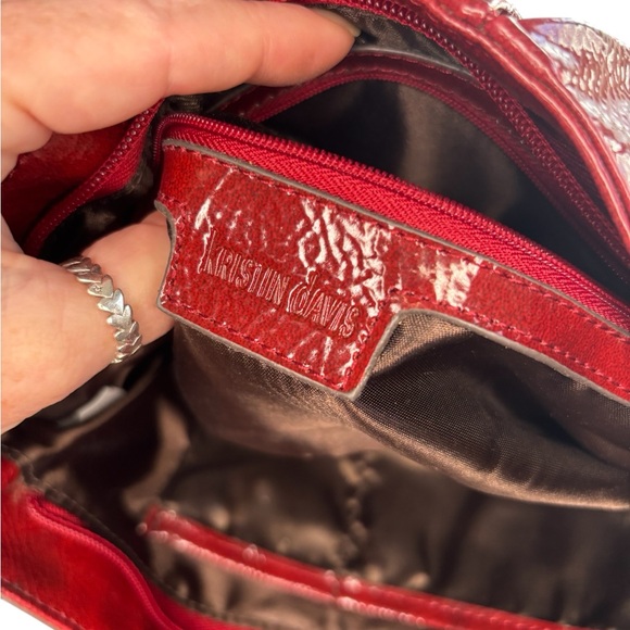 Kristen Davis Red Patent Leather Clutch / Shoulder Bag - Picture 5 of 7